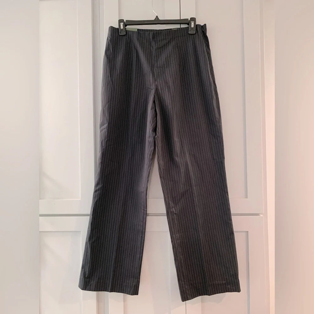 NWT Eddie Bauer Bremerton Fit Black Pinstripe Pants‎ sz 12 Short Business Office